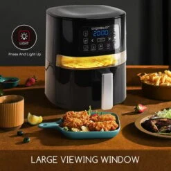 Aigostar Maha - Friggitrice Ad Aria 7 In 1 Da 4 L Con Finestra Di Visualizzazione Con Controllo Dell'illuminazione Indipendente, Cestello Antiaderente. Friggitrice Senza Olio 1600 W, Nero -Elettrodomestici Negozio 72603506 3