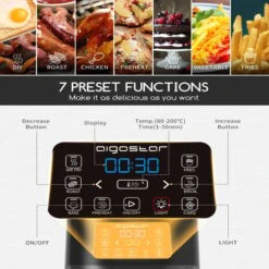 Aigostar Maha - Friggitrice Ad Aria 7 In 1 Da 4 L Con Finestra Di Visualizzazione Con Controllo Dell'illuminazione Indipendente, Cestello Antiaderente. Friggitrice Senza Olio 1600 W, Nero -Elettrodomestici Negozio 72603506 4