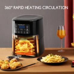 Aigostar Maha - Friggitrice Ad Aria 7 In 1 Da 4 L Con Finestra Di Visualizzazione Con Controllo Dell'illuminazione Indipendente, Cestello Antiaderente. Friggitrice Senza Olio 1600 W, Nero -Elettrodomestici Negozio 72603506 5