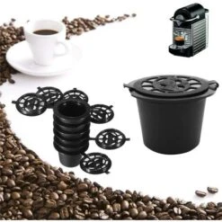 6 Pezzi Riutilizzabili Tazza Di Capsule Di Caffè Con Cucchiaio Pennello Nero Ricaricabile Capsule Di Caffè Ricarica Filtro Stoviglie Regalo -Elettrodomestici Negozio 76775905 5