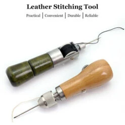 Strumento Per Cucire In Pelle Cucitrice A Mano Punteruolo Per Cucire Riparazione Per Tappezzeria Strumento Per Cucire Con 1 Filo Di Cera 2 Aghi Per Tessuto In Pelle (marrone) -Elettrodomestici Negozio 77493579 4