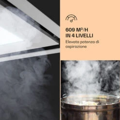 Klarstein Remy Brilliant Edition- Cappa A Isola, 90 Cm, 609 M³/h, Classe Energetica A, LED, Vetro 10 Klarstein Remy Brilliant Edition- Cappa A Isola, 90 Cm, 609 M³/h, Classe Energetica A, LED, Vetro -Elettrodomestici Negozio 77559352 4