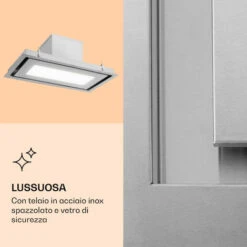 Klarstein Remy Brilliant Edition- Cappa A Isola, 90 Cm, 609 M³/h, Classe Energetica A, LED, Vetro 11 Klarstein Remy Brilliant Edition- Cappa A Isola, 90 Cm, 609 M³/h, Classe Energetica A, LED, Vetro -Elettrodomestici Negozio 77559352 5