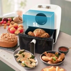 Friggitrice Ad Aria XL Grande , 5litri , 10 Programmi , Luce Interna , Display LED , Air Fryer , Senza Olio , Limos , Mobiclinic -Elettrodomestici Negozio 78058082 5