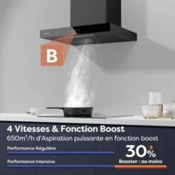 Cappa Ciarra Touch Screen A Parete 60cm, 650m3/h, 4 Velocità Booster, LED Dimmerabile - Nero CD6102B 9 Cappa Ciarra Touch Screen A Parete 60cm, 650m3/h, 4 Velocità Booster, LED Dimmerabile - Nero CD6102B -Elettrodomestici Negozio 78189066 3