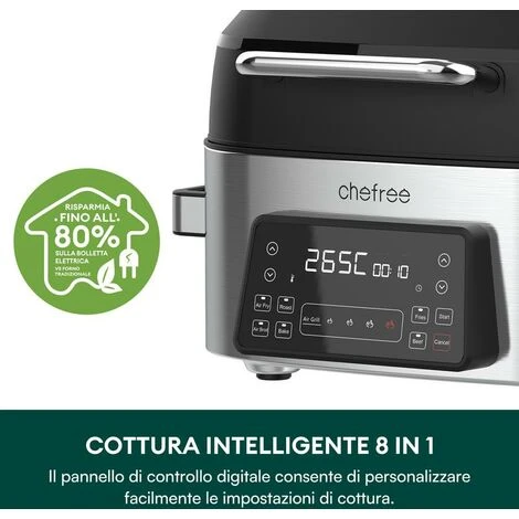 CHEFREE AFG01 - Friggitrice Ad Aria Forno 1650W & 6L - 8-in-1 - 4 Livelli Di Riscaldamento 4 CHEFREE AFG01 - Friggitrice Ad Aria Forno 1650W & 6L - 8-in-1 - 4 Livelli Di Riscaldamento - immagine 2