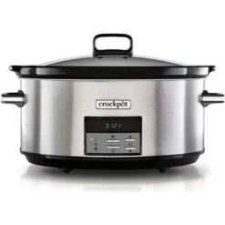 Crock-Pot Crockpot Pentola Per Cottura Lenta, Slow Cooker, Extra Large 7.5 Litri, Adatta Fino A 10 Persone, Spegnimento Automatico, 2 Impostazioni Cottura E Funzione Warm Automatica, 230 W, Ceramica, Argento