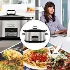 Crock-Pot Crockpot Pentola Per Cottura Lenta, Slow Cooker, Extra Large 7.5 Litri, Adatta Fino A 10 Persone, Spegnimento Automatico, 2 Impostazioni Cottura E Funzione Warm Automatica, 230 W, Ceramica, Argento -Elettrodomestici Negozio 78990121 4