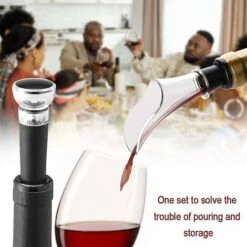 Aeratore Per Vino Da 1 Pezzo E Tappo Per Vino Da 1 Pezzo Vuoto D'aria Antigoccia Riutilizzabile Tappo Del Vino In Silicone Aspiratore D'aria Per Vino Rosso Champagne -Elettrodomestici Negozio 81291569 3