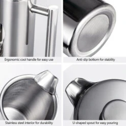 Caffettiera French Press Da 350 Ml/800 Ml/1000 Ml Caffettiera Isolata A Doppia Parete In Acciaio Inossidabile (350 Ml) 11 Caffettiera French Press Da 350 Ml/800 Ml/1000 Ml Caffettiera Isolata A Doppia Parete In Acciaio Inossidabile (350 Ml) -Elettrodomestici Negozio 82105558 5
