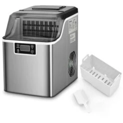RELAX4LIFE Macchina Per Cubetti Di Ghiaccio, Capacità 18 Kg/24 Ore, Durata 15-20 Min Con Timer 1-24 Ore, Serbatoio D’Acqua 3,2L, Stoccaggio Ghiaccio 1,2 Kg, Produttore Domestico Di Ghiaccio A Cubetti