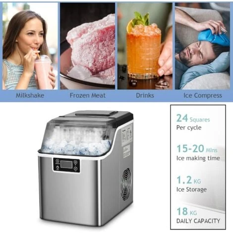 RELAX4LIFE Macchina Per Cubetti Di Ghiaccio, Capacità 18 Kg/24 Ore, Durata 15-20 Min Con Timer 1-24 Ore, Serbatoio D’Acqua 3,2L, Stoccaggio Ghiaccio 1,2 Kg, Produttore Domestico Di Ghiaccio A Cubetti 4 RELAX4LIFE Macchina Per Cubetti Di Ghiaccio, Capacità 18 Kg/24 Ore, Durata 15-20 Min Con Timer 1-24 Ore, Serbatoio D’Acqua 3,2L, Stoccaggio Ghiaccio 1,2 Kg, Produttore Domestico Di Ghiaccio A Cubetti - immagine 2