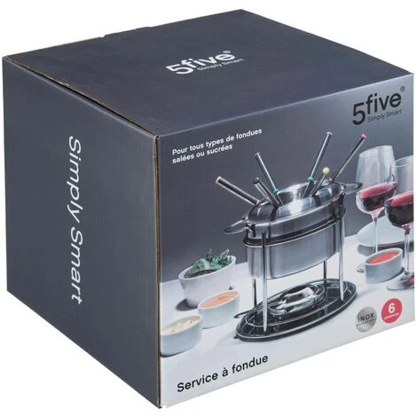 Set Da Fonduta In Acciaio Inox Per 6 Persone - Set Fonduta 6 Persone, Acciaio Inossidabile, Dimensioni D. 19 X H. 17 Cm - 5 Five Simply Smart 4 Set Da Fonduta In Acciaio Inox Per 6 Persone - Set Fonduta 6 Persone, Acciaio Inossidabile, Dimensioni D. 19 X H. 17 Cm - 5 Five Simply Smart - immagine 2