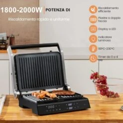 GOPLUS Bistecchiera Elettrica Per Panini, Controllo Indipendente Della Temperatura E Vassoio Rimovibile A Doppio Rivestimento, Funzione Di Timer, Apertura A 180¡ã 9 GOPLUS Bistecchiera Elettrica Per Panini, Controllo Indipendente Della Temperatura E Vassoio Rimovibile A Doppio Rivestimento, Funzione Di Timer, Apertura A 180¡ã -Elettrodomestici Negozio 83817548 3