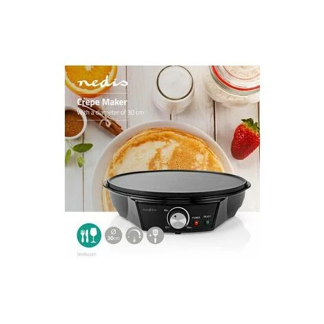 Nedis Creperie Elettrica Diametro: 300 Mm 1200 W Rivestimento Antiaderente Impostazione Della Temperatura Indicatore Luminoso / Spia Nero Metallo 4 Nedis Creperie Elettrica Diametro: 300 Mm 1200 W Rivestimento Antiaderente Impostazione Della Temperatura Indicatore Luminoso / Spia Nero Metallo - immagine 2