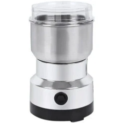 Grinder Domestico Mini Polverizzatore Elettrico Per Erbe In Acciaio Inossidabile Lama A Quattro Lame 150W Trituratore Per Caffè Ultrafine Ad Alta Potenza (Argento, Spina Europea)