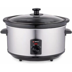 Alpina Pentola Elettrica Ovale Cottura Lenta 3,5Lt Acciaio Ceramica Antiaderente 240W