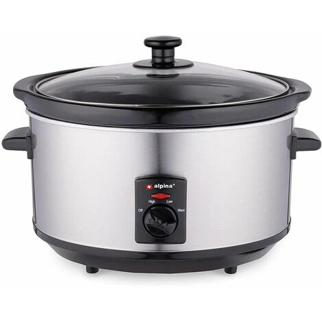 Alpina Pentola Elettrica Ovale Cottura Lenta 3,5Lt Acciaio Ceramica Antiaderente 240W 3 Alpina Pentola Elettrica Ovale Cottura Lenta 3,5Lt Acciaio Ceramica Antiaderente 240W