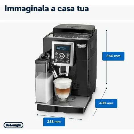 De'Longhi Perfetto Magnifica S Cappuccino ECAM23.460.B Macchina Da Caffè Automatica Per Espresso E Cappuccino, Caffè In Grani O In Polvere, LatteCrema System, Spegnimento Programmabile, Nero 7 De'Longhi Perfetto Magnifica S Cappuccino ECAM23.460.B Macchina Da Caffè Automatica Per Espresso E Cappuccino, Caffè In Grani O In Polvere, LatteCrema System, Spegnimento Programmabile, Nero - immagine 5