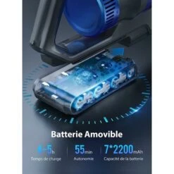 BuTure Aspirapolvere Senza Fili,33KPA/450W Scopa Elettrica Senza Fili Potente,55Mins Batteria Rimovibile,Filtraggio A 6 Strati,Anti-Avvolgimento Aspirapolvere Per Peli Animali/Pavimenti/Tappeti-JR500 -Elettrodomestici Negozio 88072262 3