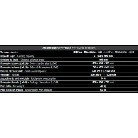 Forno Tecnodom 600 Grill Meccanico Porta A Bandiera Sinistra Meccanico A Convezione, Con Grill, 3 Teglie O Griglie 600 X 400 Mm 4 Forno Tecnodom 600 Grill Meccanico Porta A Bandiera Sinistra Meccanico A Convezione, Con Grill, 3 Teglie O Griglie 600 X 400 Mm - immagine 2