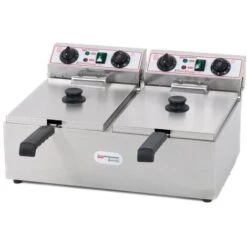 Friggitrice Elettrica Professionale 10+10 Litri Doppia Vasca In Acciaio Inox Per Pub Bar Ristoranti Da Banco