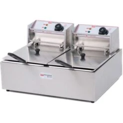 Friggitrice Elettrica Professionale 6+6 Litri Doppia Vasca In Acciaio Inox Per Pub Bar Ristoranti Da Banco Monofase