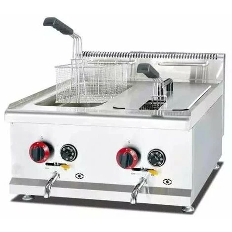 Friggitrice A Gas 14+14 Litri Da Banco 2 Vasche Professionale 4.5 +4.5 KW In Acciaio Inox 3 Friggitrice A Gas 14+14 Litri Da Banco 2 Vasche Professionale 4.5 +4.5 KW In Acciaio Inox