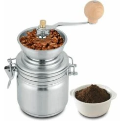 Macinacaffè Manuale In Acciaio Inossidabile Macinacaffè Manuale Macinacaffè Per Chicchi Di Caffè Spezie Semi Di Noci Erbe Semi Di Zucca Ecc (Argento)