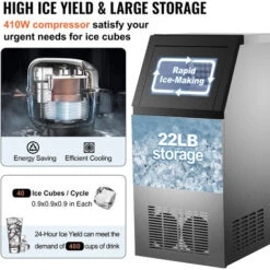 VEVOR Macchinetta Cubetti Ghiaccio Commerciale Macchina Elettrica Per Ghiaccio Produzione 31,75kg AllOra, Macchina Per Ghiaccio Da Tavolo In ABS Nero, Macchina Per Cubetti Di Ghiaccio Da 350 W Per Vas -Elettrodomestici Negozio 92082938 4