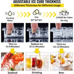 VEVOR Macchina Elettrica Per Cubetti Di Ghiaccio Commerciale Produttivita 50kg/24h, Macchina Da Terra Per Cubetti Ghiaccio Commerciale Con Schermo LCD In Acciaio Inox, Macchina Per Ghiaccio Da Cucina -Elettrodomestici Negozio 92083053 4