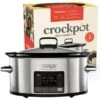 Crock-Pot Crockpot Pentola Per Cottura Lenta,Slow Cooker,Spegnimento Automatico,5.6 Lt,fino 6-8 Persone,Funzione TimeSelect Per Programmare Orario Fine Cottura, Funzione Warm Automatica, Ceramica, 240W, Argento