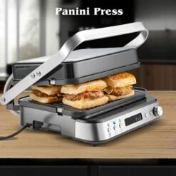 AMZCHEF 4-IN-1 Macchina (Grill Elettrico, Piastra, Piastra Panini, Waffle Maker) - 2000W Grill Elettrico Con 4 Piastre Antiaderenti Intercambiabili -180° Riscaldamento A Doppia Piastra Regolabile -Elettrodomestici Negozio 92953654 5