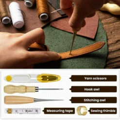 29 Pezzi Kit Da Cucito In Pelle Aghi Da Cucito Per Cucire Cordino Per Filo Nastro Per Misurare Nastro Per Cucire Ditale Fai Da Te Mestiere In Pelle, 29 Pezzi -Elettrodomestici Negozio 93427987 4