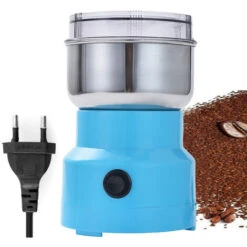Multifunzione Smash Machine Elettrico Cereali Macinacereali Mulino Spezie Erbe Polverizzatore Macchina Per Macinare Strumento Macinacaffè Elettrico In Acciaio Inossidabile Per La Casa (EU) (Blu)