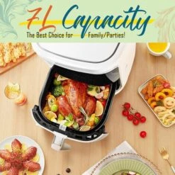 Aigostar White Cube - Friggitrice Ad Aria 7L 1900W, Friggitrice Senza Oilo 5-in-1, 7 Funzioni Preimpostate Con Schermo LED Cestello Removibile Anti Aderente, Mantenimento Calore, 20 Ricette Senza BPA -Elettrodomestici Negozio 93438062 3