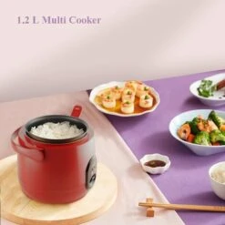 Mini Cuociriso Al Vapore Da 1,2 Litri Con Pentola Antiaderente Rimovibile E Indicatori Luminosi - Riso Perfetto In Pochi Minuti Per 1-2 Persone,Red -Elettrodomestici Negozio 94286272 4