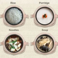 Mini Cuociriso Al Vapore Da 1,2 Litri Con Pentola Antiaderente Rimovibile E Indicatori Luminosi - Riso Perfetto In Pochi Minuti Per 1-2 Persone,Red -Elettrodomestici Negozio 94286272 5