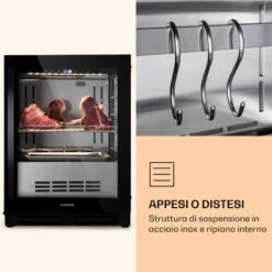 Klarstein Armadio Di Stagionatura Per La Carne - Steakhouse Pro 98 Onyx, 1 Zona, 98 L, 1-25 °C, Touch, Finestra Panoramica -Elettrodomestici Negozio 94662191 5