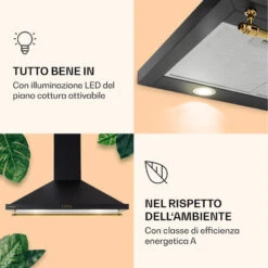Klarstein Montblanc 90 - Cappa Aspirante, 610 M³/h, 165 W, 2 X 1,5 W, LED, Barra Per Utensili -Elettrodomestici Negozio 94663505 3