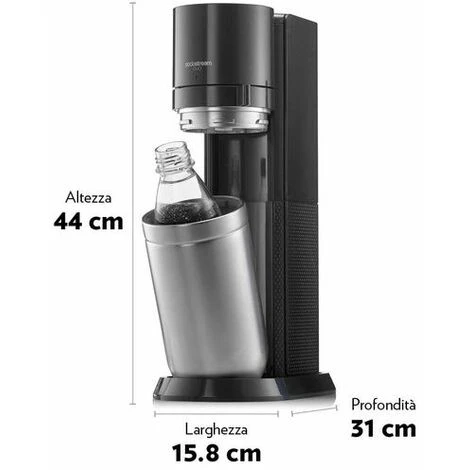 Gasatore Acqua Sodastream Duo Nero Con Doppia Bottiglia In Vetro E PET - 2270148 6 Gasatore Acqua Sodastream Duo Nero Con Doppia Bottiglia In Vetro E PET - 2270148 - immagine 4