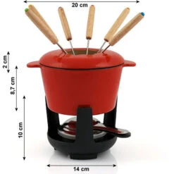 BBQ-Toro Set Per Fonduta In Ghisa Da 13 Pezzi Per 6 Persone 1 L Rosso Smaltato -Elettrodomestici Negozio 94789862 3