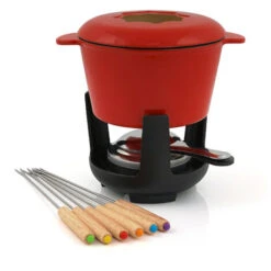 BBQ-Toro Set Per Fonduta In Ghisa Da 13 Pezzi Per 6 Persone 1 L Rosso Smaltato -Elettrodomestici Negozio 94789862 4