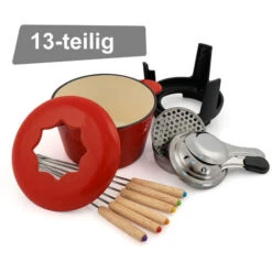 BBQ-Toro Set Per Fonduta In Ghisa Da 13 Pezzi Per 6 Persone 1 L Rosso Smaltato -Elettrodomestici Negozio 94789862 5