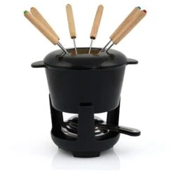 BBQ-Toro Set Per Fonduta In Ghisa Da 13 Pezzi Per 6 Persone 1 L Nero Smaltato