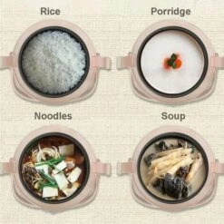 Mini Cuociriso A Vapore Da 1,2 Litri Con Pentola Antiaderente Rimovibile E Indicatori Luminosi - Riso Perfetto In Pochi Minuti Per 1-2 Persone,Rosso -Elettrodomestici Negozio 96228446 5