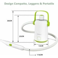 COSTWAY 1000W Pulitore A Vapore Multiuso, Macchina A Vapore Portatile Con 10 Accessori Serbatoio Da 300 Ml, Pulizia A Vapore Con Tubo Flessibile Per Cucina Bagno Finestre (Verde) -Elettrodomestici Negozio 96369147 4