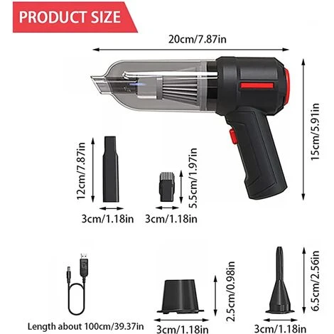 Aspirapolvere Per Auto Senza Fili, Aspirapolvere Portatile Per Auto, Aspirapolvere A Batteria, Soffiatore Di Polvere Elettrico, Per PC, Scheda Grafica, Elettronica, Divano 4 Aspirapolvere Per Auto Senza Fili, Aspirapolvere Portatile Per Auto, Aspirapolvere A Batteria, Soffiatore Di Polvere Elettrico, Per PC, Scheda Grafica, Elettronica, Divano - immagine 2