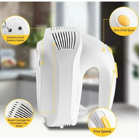 Sbattitore Elettrico Potente Sbattitore Elettrico Silenzioso ITusta Da Cucina Elettrica Multiuso A 5 Velocità , 2 ITuste E 2 Ganci Per Impastare In Acciaio Inossidabile Per Cuocere Torte E Cuocere 5 Sbattitore Elettrico Potente Sbattitore Elettrico Silenzioso ITusta Da Cucina Elettrica Multiuso A 5 Velocità , 2 ITuste E 2 Ganci Per Impastare In Acciaio Inossidabile Per Cuocere Torte E Cuocere - immagine 3