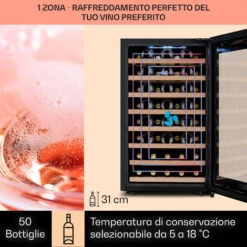 Klarstein Barossa 50 Uno - Frigorifero Per Vini, 1 Zona, 120 Litri/50 Bottiglie, Display Touch -Elettrodomestici Negozio 97203062 3